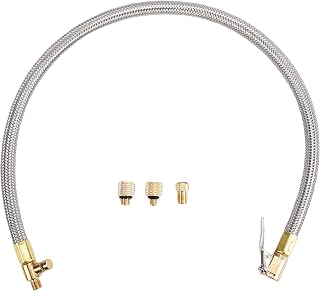 aqxreight Tire Inflator Extension Hose, Brass Rubber Locking Air Chuck Quick Connect with Threaded Connection 0.305 Inches x 32 TPI, for Portable Air Compressor Bike Motorcycle Car RV