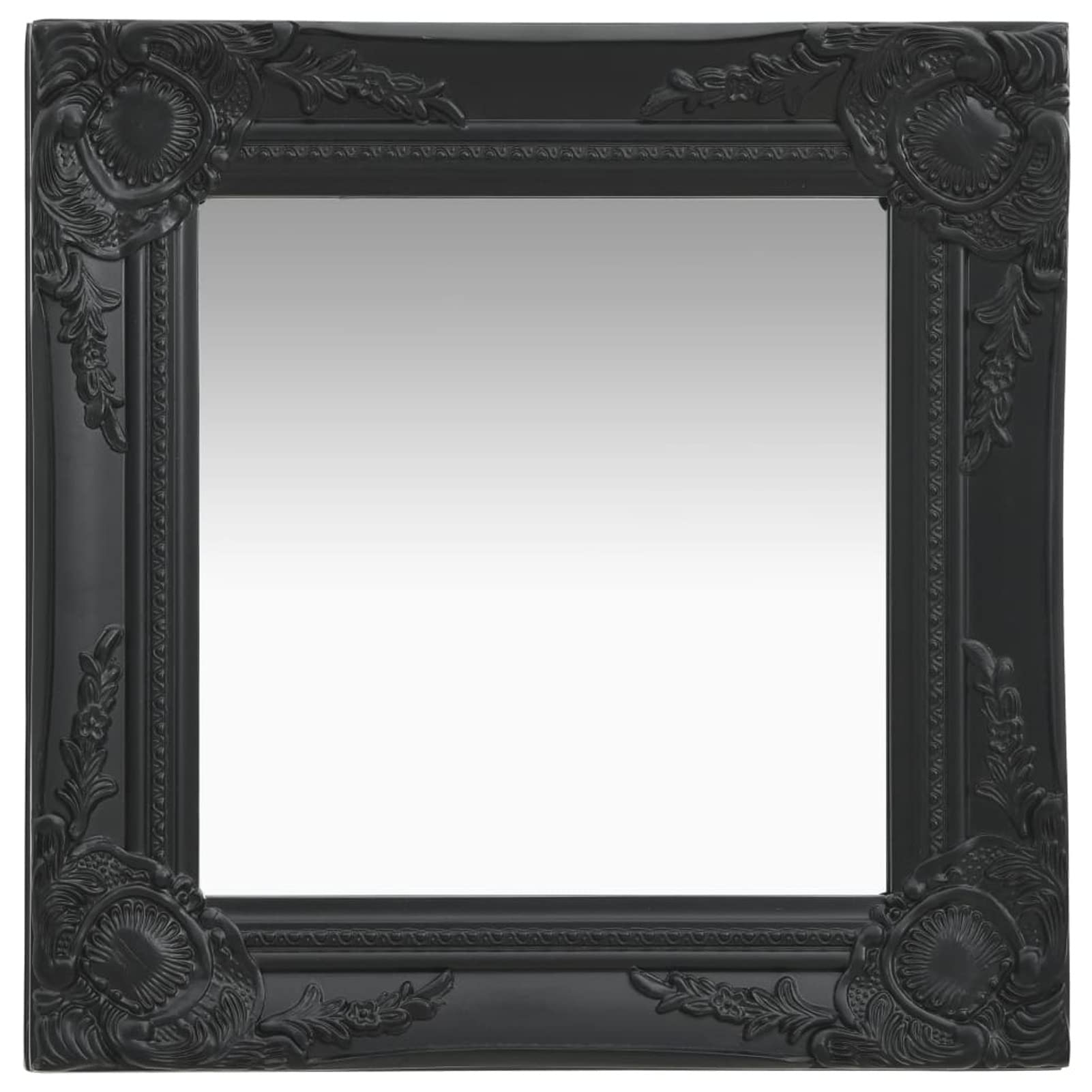 Gecheer Specchio da Parete,Quadrato,Stile Barocco,Cornice in Legno Nero,40x40 cm,Specchio da Parete Vintage,Specchio da Bagno