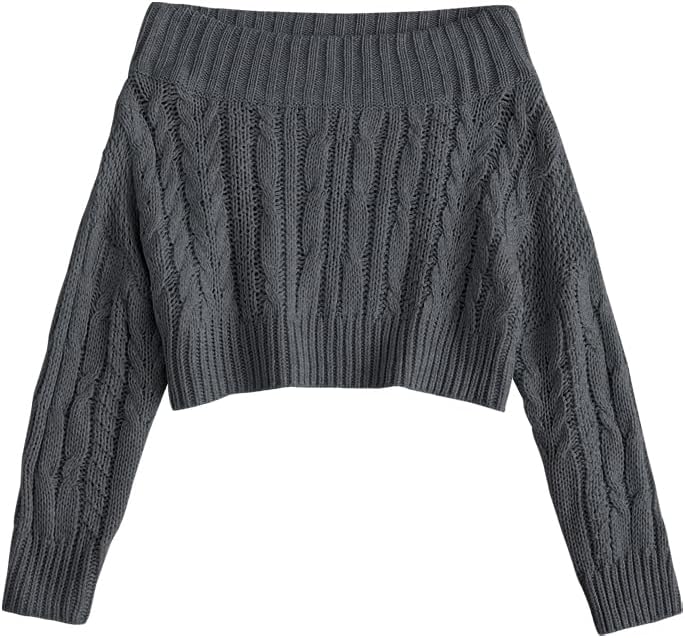 ZAFUL Women V Neck Button Knit Crop Sweaters Batwing Sleeve V Back Ribbed Hem Pullover Sweater