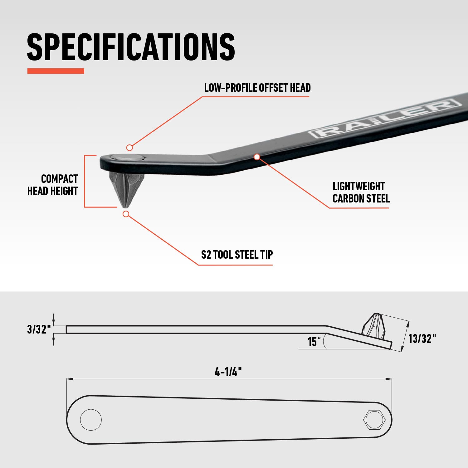 Juego de destornilladores angulados de perfil bajo – Railer S2 Destornilladores desplazados de perfil delgado ultra delgado de acero juego de 5 piezas | Philips #1, 2, TORX T20, T25 y SL6 ranurado