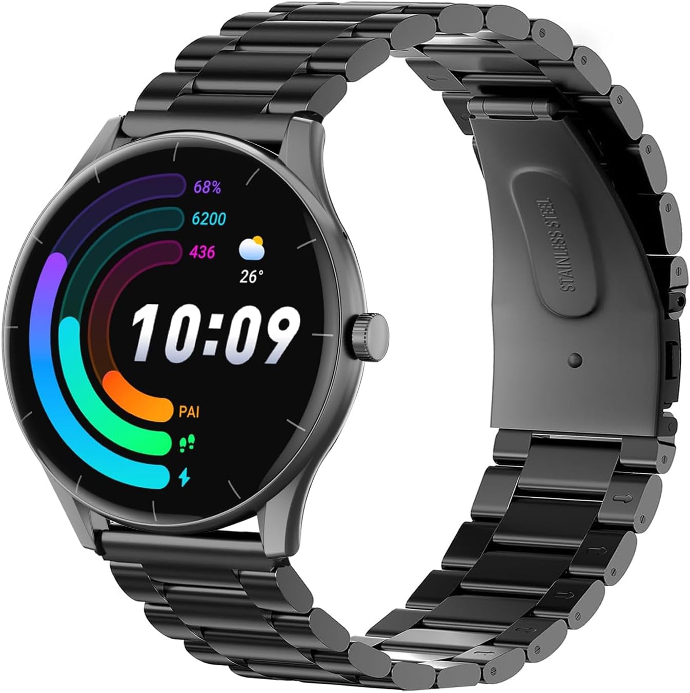 Compatible with Mingtawn Smart Watch Bands,Lamshaw Stainless Steel Metal Replacement Straps Compatible for Compatible for Mingtawn L50 PRO/SKG V9C/Aim W11/Amazfit Balance/Nemheng N39H/LIGE BW1329/LIGE ST15 Smartwatch