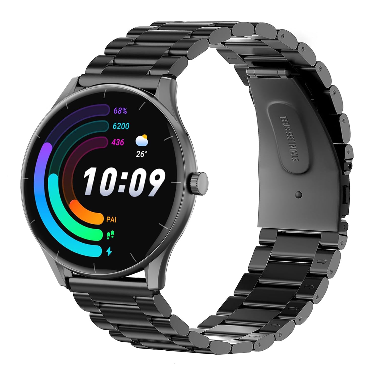 Lamshaw Stainless Steel Metal Replacement Straps Compatible with Mingtawn L50 PRO, SKG V9C, Aim W11, Amazfit Balance, Nemheng N39H, LIGE BW1329, LIGE