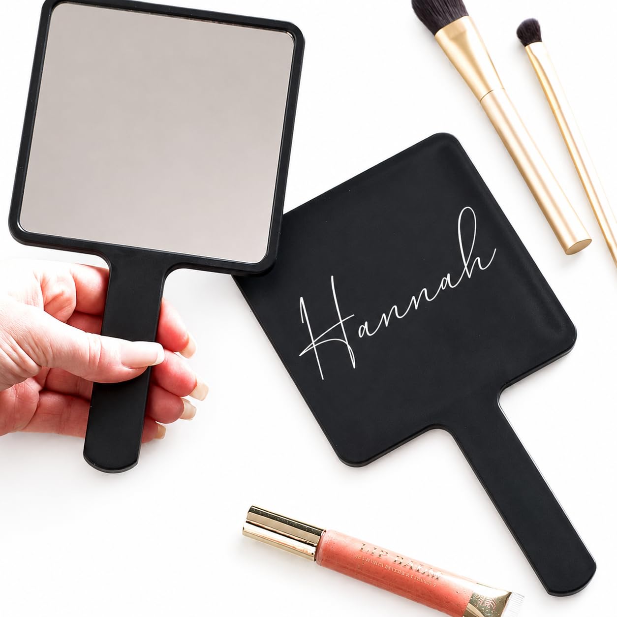 Just Giftz Personalised Handheld Mirror, Black, 22 x 12cm
