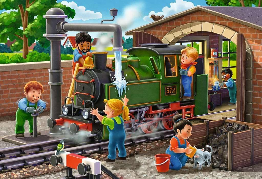 Kinderpuzzle 2x24 Teile - Eisenbahn- und Flugzeugservice