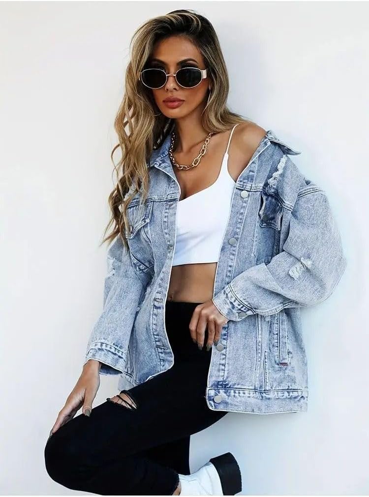 GUOYUXIAO Jeans Jackets For Woman Autumn Winter Jeans Coats Outerwears Denim Top Female