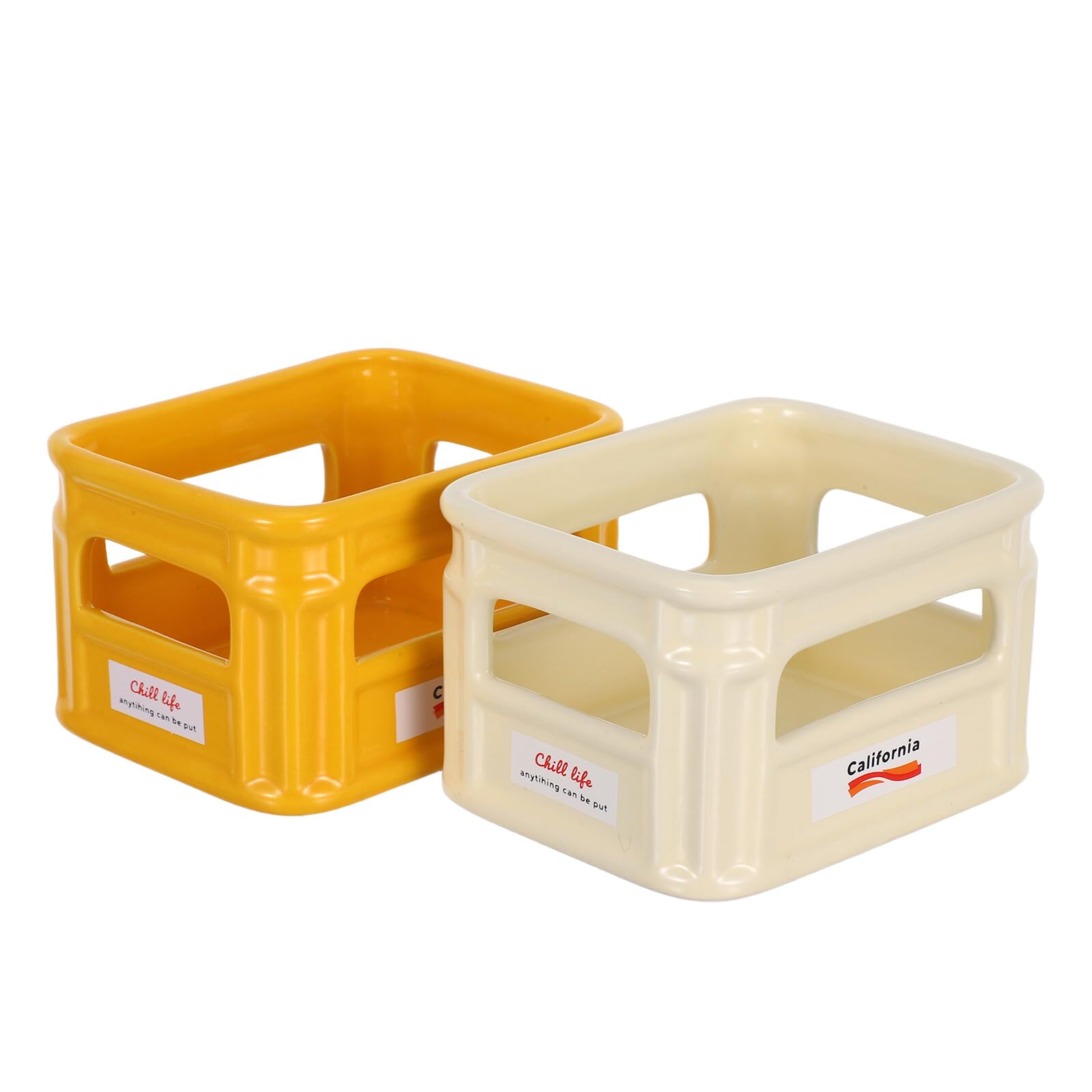 GALPADA Vassoio di Frutta e Piatti per Snack in Ceramica 2 Pezzi Bianco e Giallo Resistenti e Creativi per Casa e Bar Adatti a Aperitivi e Merende Riutilizzabile