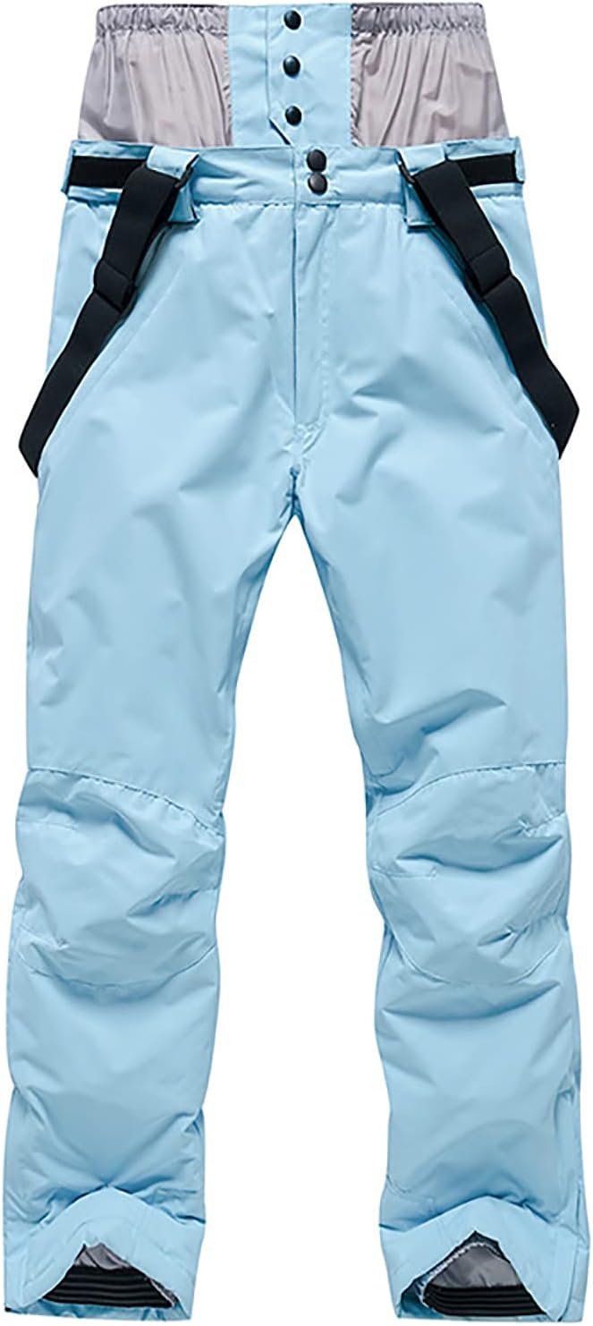 HEATECH Ski Pants Couples Winter Waterproof Snow Sports Cargo Pants for Men And Women Outdoor Winter Warm Detachable Suspender (XXL, Blue)