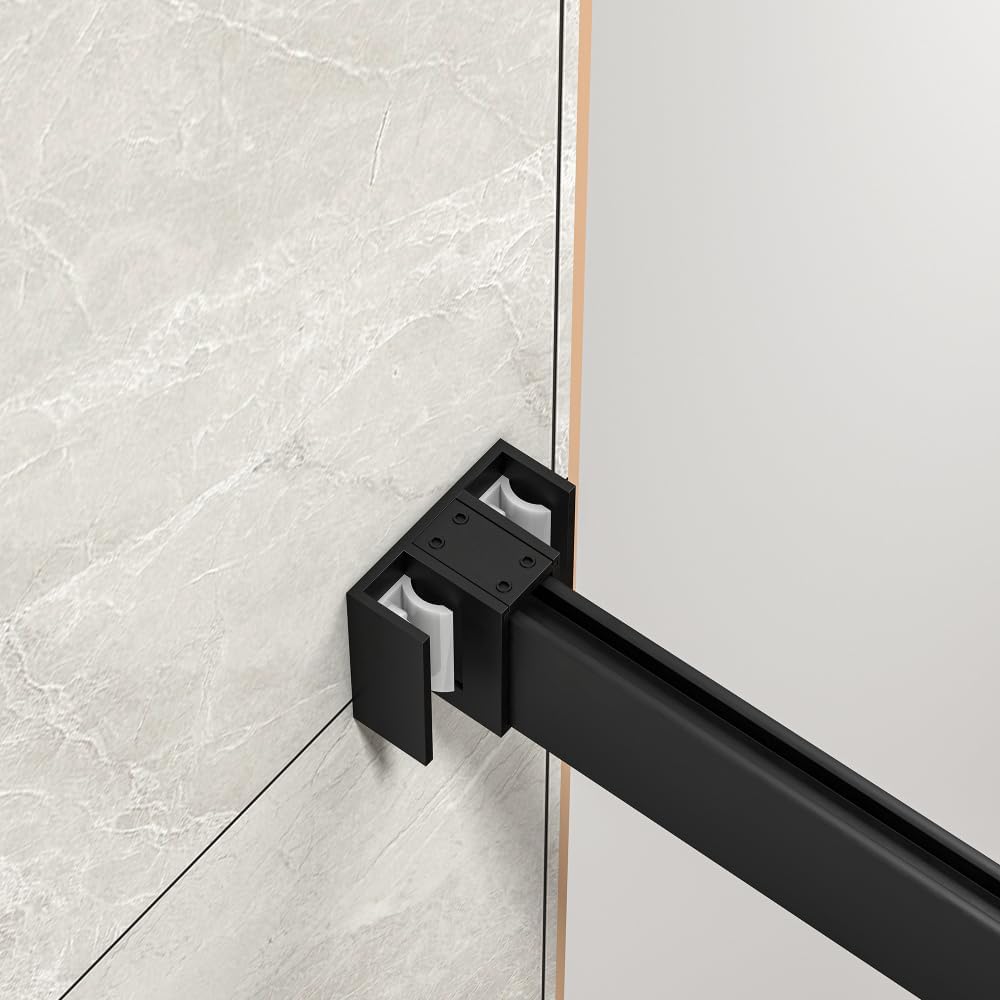 55-60 x 60 Inches Matte Black Sliding Shower Door, 5/16" (8MM) Tempered Glass with Nano Explosion-Proof Film, Reversible Installation Double Bypass Frameless Bathtub Door for Bathroom