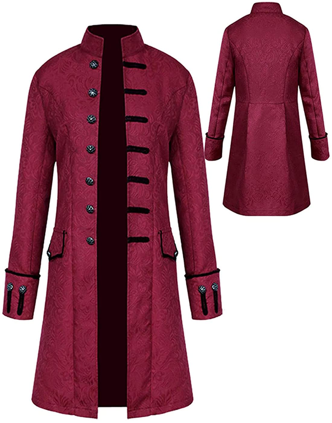 Mens Vintage Tailcoat Jacket Goth Long Steampunk Formal Gothic Victorian Frock Coat Costume for Halloween-image-27