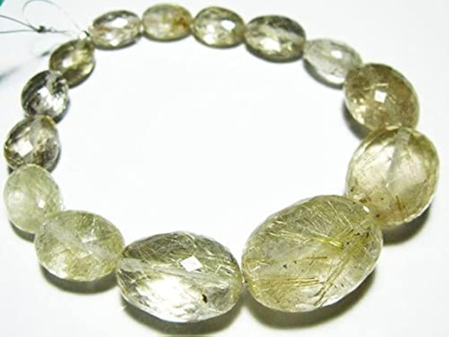 Quartz rutile doré véritable en fil de briolettes ovales facettées 184 carats