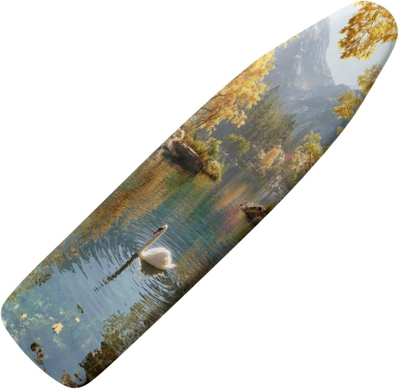 Padded Ironing Board Covers 18 X 49 Swan Lake Scenery Ironing Board Pad and Cover Thick Replacement Drawstring Tightening & Lock, Easy Fit, Scorch & Stain Resistant, Non Slip