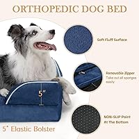 Vista 13 de Comfort Expression - Cama ortopédica para perros extragrandes, 53 x 42 pulgadas, cama impermeable y de apoyo de espuma con cojines removibles