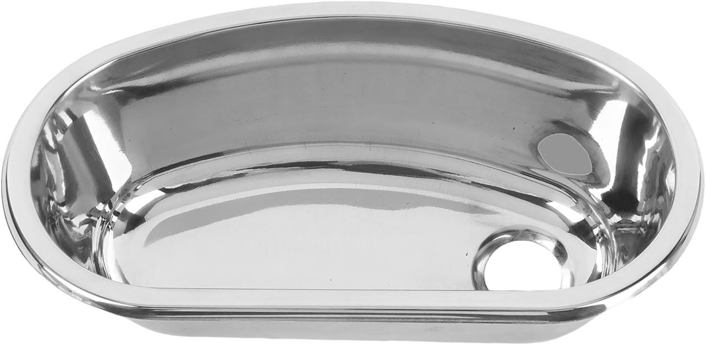 Stainless Steel Undermount Single Oval Bowl Bathroom Sink, 12.8x6.89x4.53 Inch Flush Mounted Stainless Steel Bathroom Sink with 40mm Drain Hole, RV Bar Sinks for Boat Motorhome