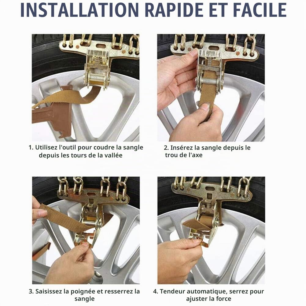 Blueshyhall Chaîne à neige de voiture Chaînes antidérapantes universelles pour voiture SUV Car, Lot de 8