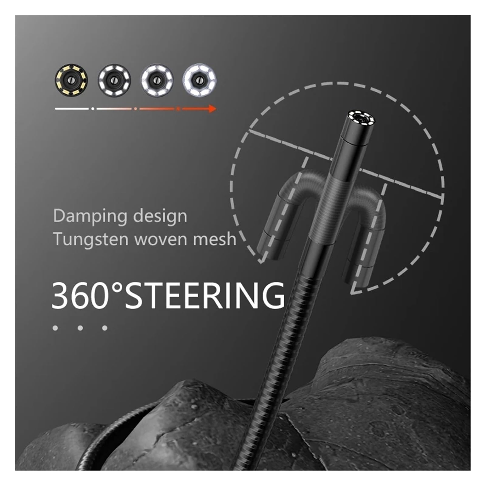 Kamera endoskopowa, Przegubowy endoskop Obrót o 360 HD Samochodowe kamery endoskopowe Security Camera Inspection Tools(1m)