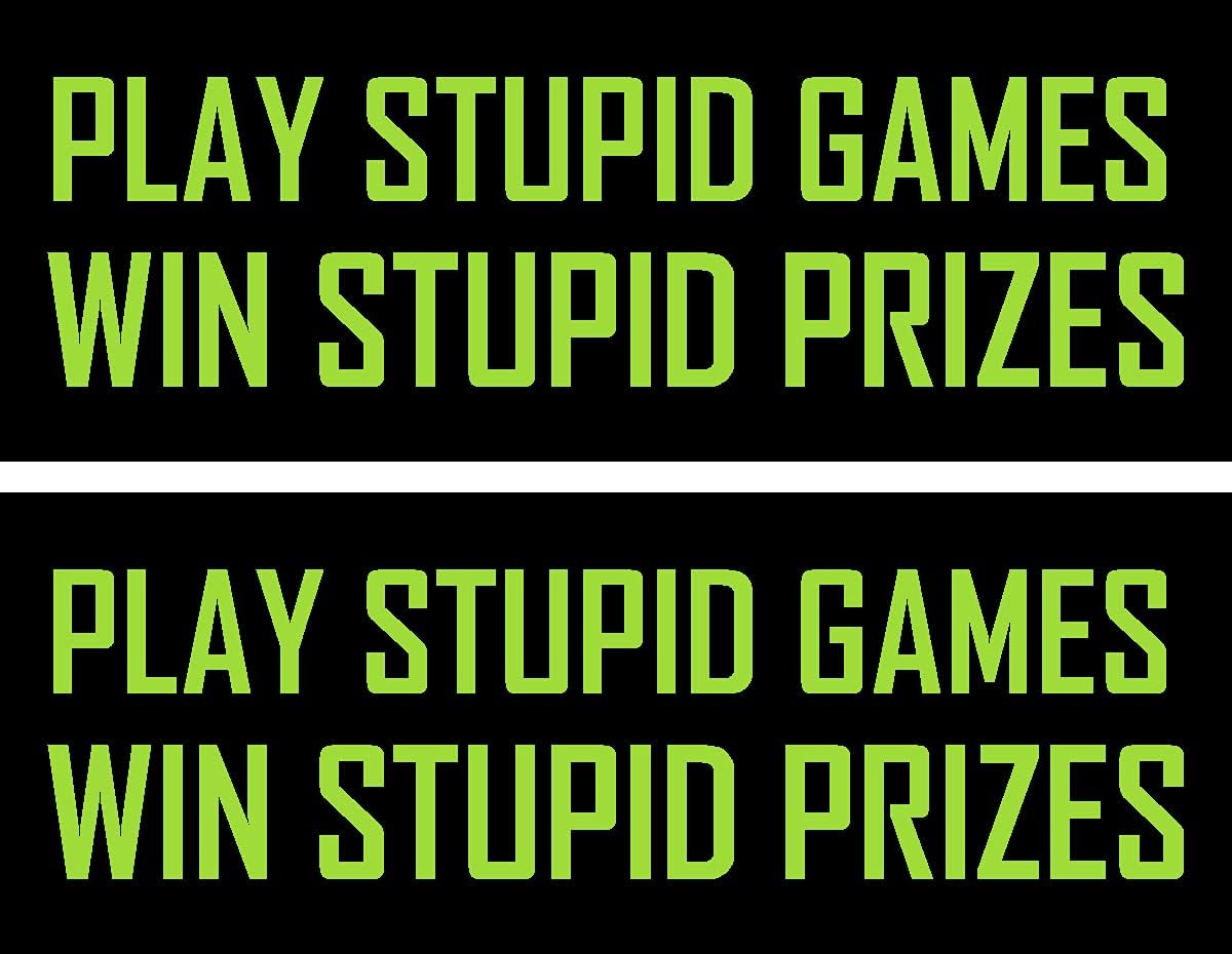 Play Stupid Games Win Stupid prizes 2pack, Funny, Humorous, Joke, I Make Decals®, 1.5 inch x 4 inch, Hard Hat, Phone, Tool, Lunch, Box, Vinyl, Decal, Sticker