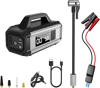 Portable Car Jump Starter with Air Compressor, 150psi 2500A Car Battery Jump Starter, 12V Jump Box Car Battery Jumper Starter Portable, Lights,B