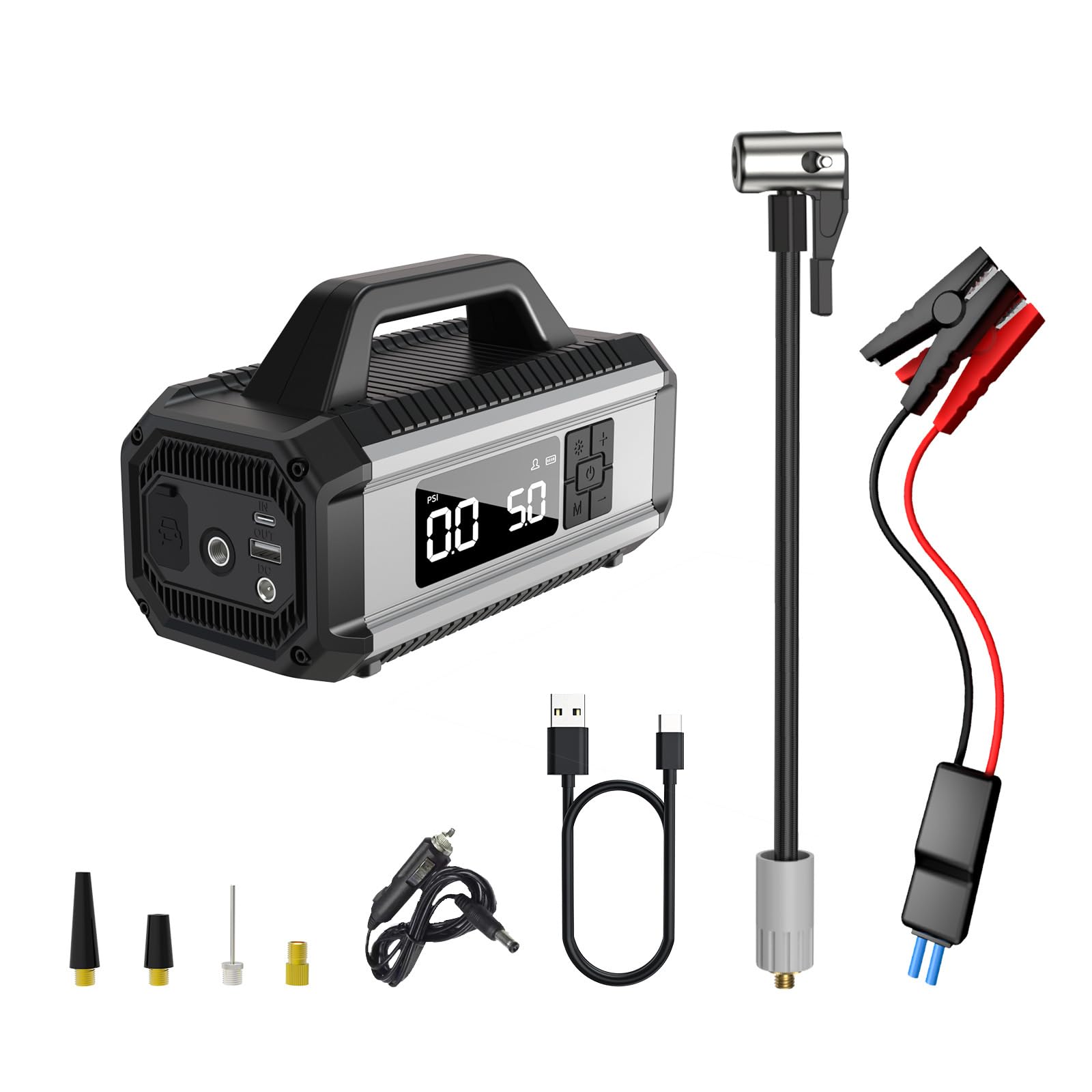 Arrancador de Salto de automóvil portátil con compresor de Aire, Arranque de Salto de batería de automóvil 2500A 2500A, Arranque de batería de Autos de Box de 12 V.,B