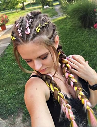 Sovaeer Pink Braiding Hair Extensions Pink Bundle Jumbo Braids For Box Braids Crochet Hair High Temperature Synthetic Fiber Single Color For Women 24 Inches 100G/Bundle (3 Bundles/Pack,Pink) #TOP4