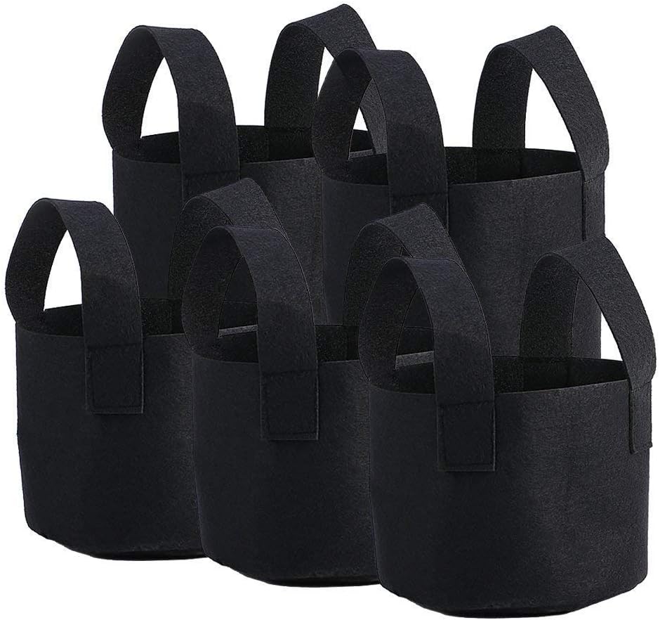 Felt Grow Bags, 5Pcs 1Gallon Fabric Pots Plant Growing Bags Aeration