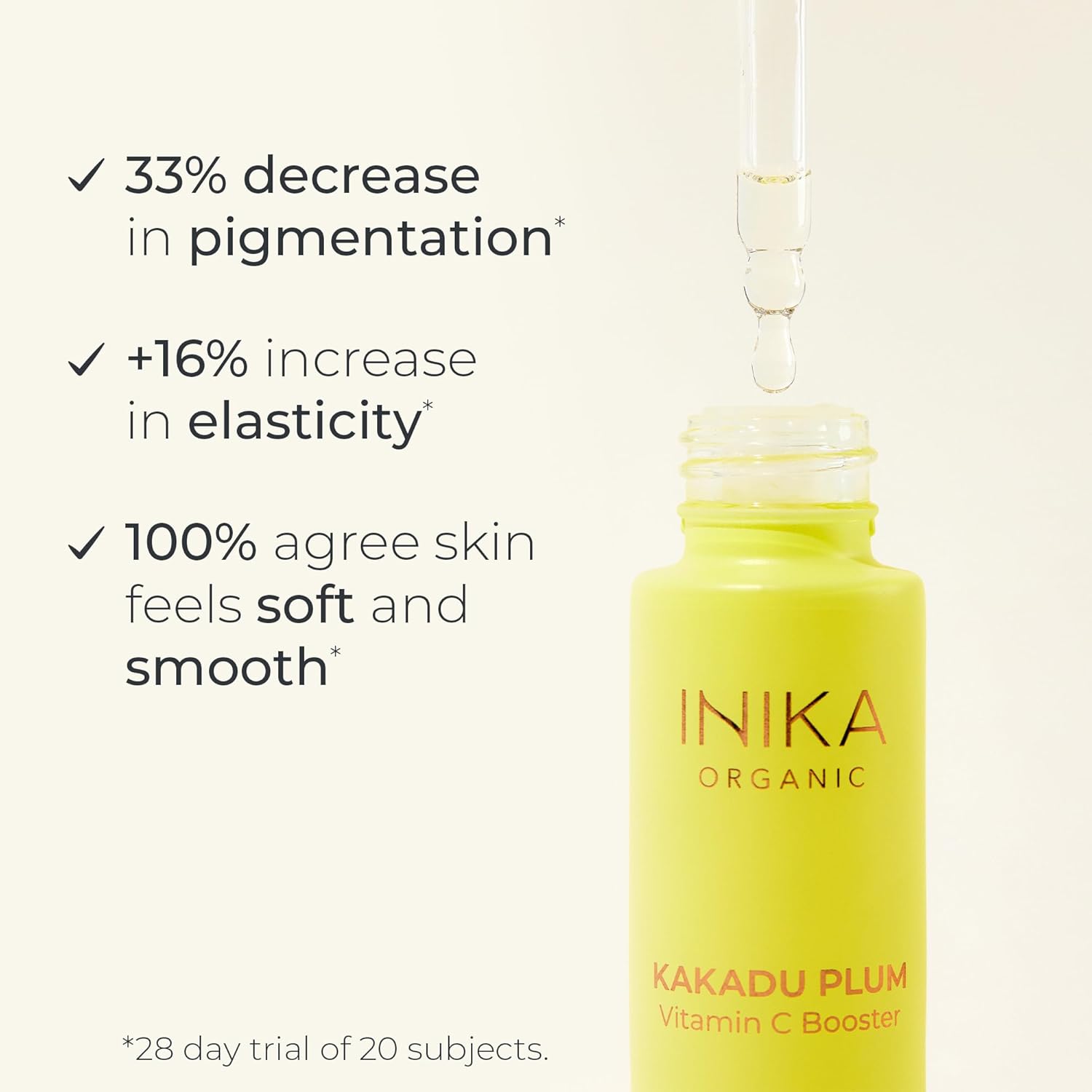 INIKA Organic Kakadu Plum Vitamin C Booster | Clinically-Proven, Oil-Free, Bannish Dullness, Even Skin Tone, Minimize Signs of Aging, for Luminous Skin. 100% Natural, Vegan Ingredients. 15mL