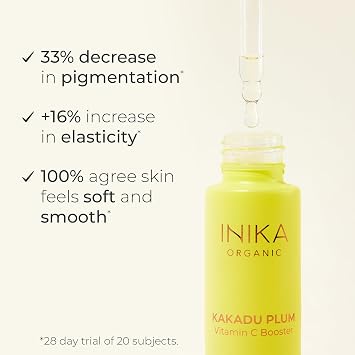 INIKA Organic Kakadu Plum Vitamin C Booster | Clinically-Proven, Oil-Free, Bannish Dullness, Even Skin Tone, Minimize Signs of Aging, for Luminous Skin. 100% Natural, Vegan Ingredients. 15mL