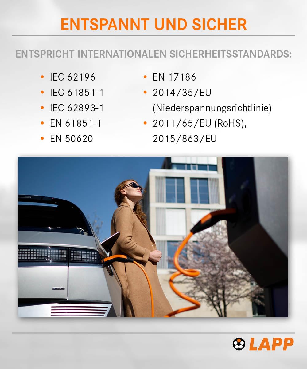 Lapp Mobility Helix Typ 2 Ladekabel 11 kW/Selbstaufrollend / 20 A / 3-Phasig/E-Auto Ladekabel/Mode 3 / 5m
