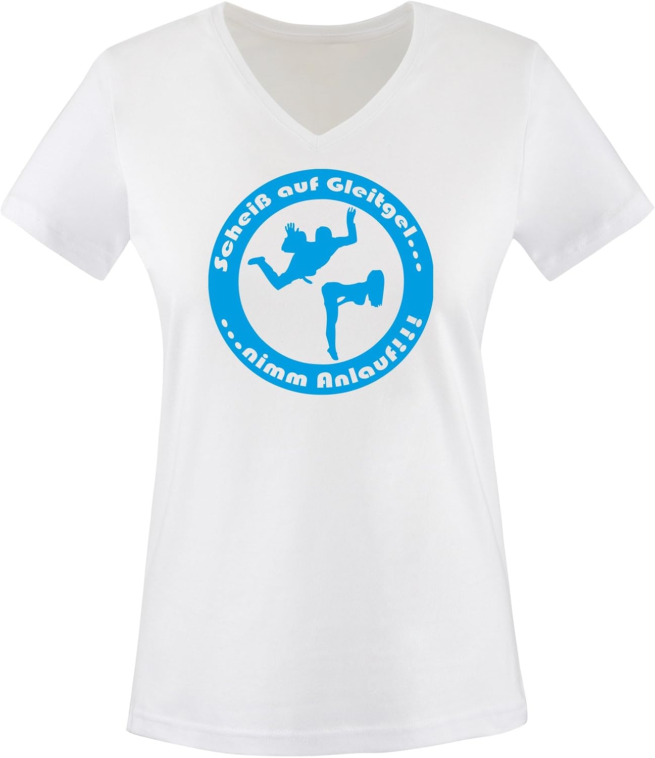 scheiß auf gleitgel Scheiß auf Gleitgel.. nimm Anlauf ! - Einfarbig - Damen V-Neck T-Shirt