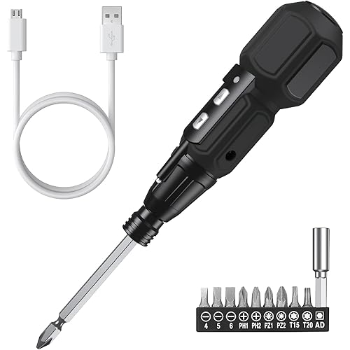 KeeKit Cordless Electric Screwdriver, Portable Rechargeable Screwdriver with 9 Bits, Power Repair Tool Kits with LED Work Light