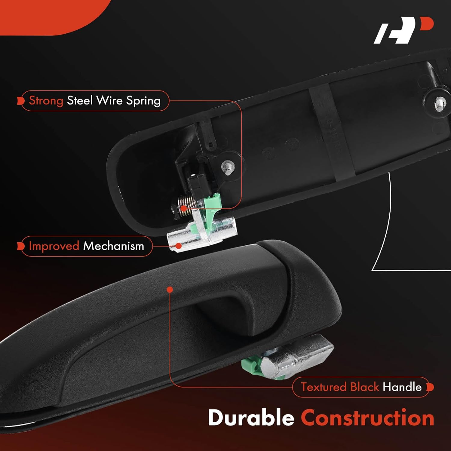 A-Premium Rear Right Passenger Side Exterior Door Handle Compatible with Jeep WJ Series Grand Cherokee 1999-2004, KJ Series Liberty 2002-2007, Textured Black, Replace# 55135838AC, 55135838AD