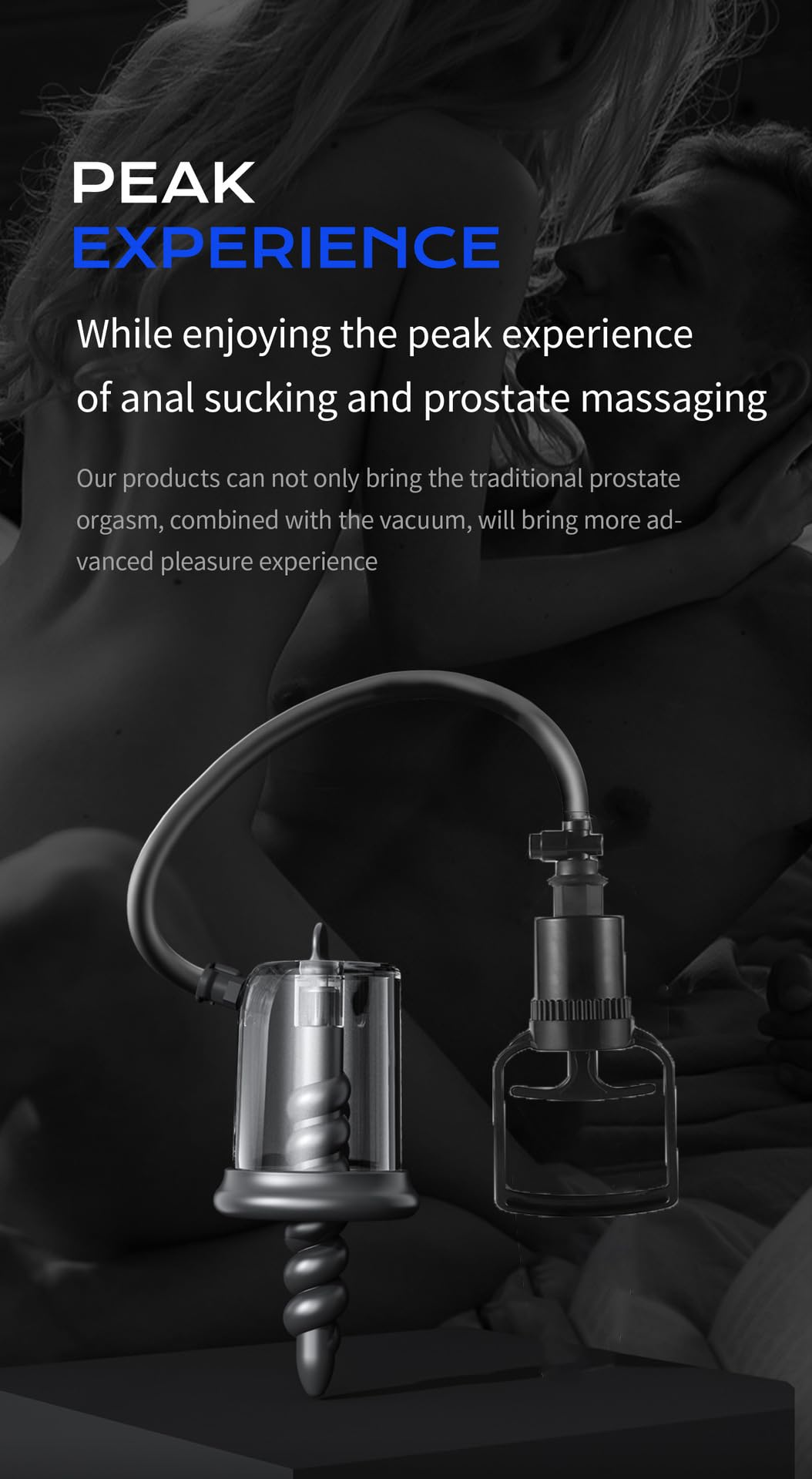 Set de 3 Tapones Anales con Bomba de Vacío – Buttplug de Silicona Negro Espiral, Pussy Pump y Estimulador SM