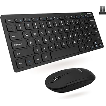 Macally Wireless Mini Keyboard & Mouse Combo and a Vertical Laptop Stand, Organize You Desk, Keep Your Laptop Safe