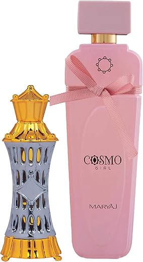 Ajmal Mizyaan Concentrated Perfume Oil Oriental Musky Alcohol-free Attar 14ml for Unisex and Maryaj Cosmo Girl Eau De Perfume Floral Powdery Perfume 100ml for Women FREE