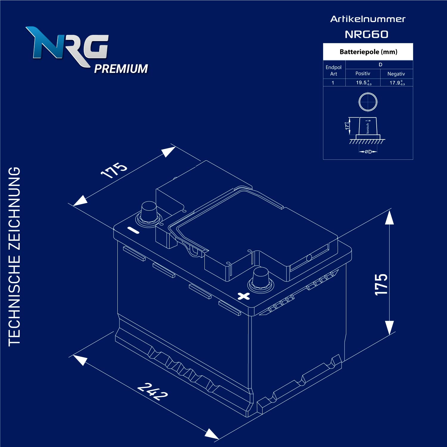 Autobatterie 12V 60Ah 540A/EN Starterbatterie ersetzt 53AH 54AH 55AH 56AH 61AH 62AH Batterie