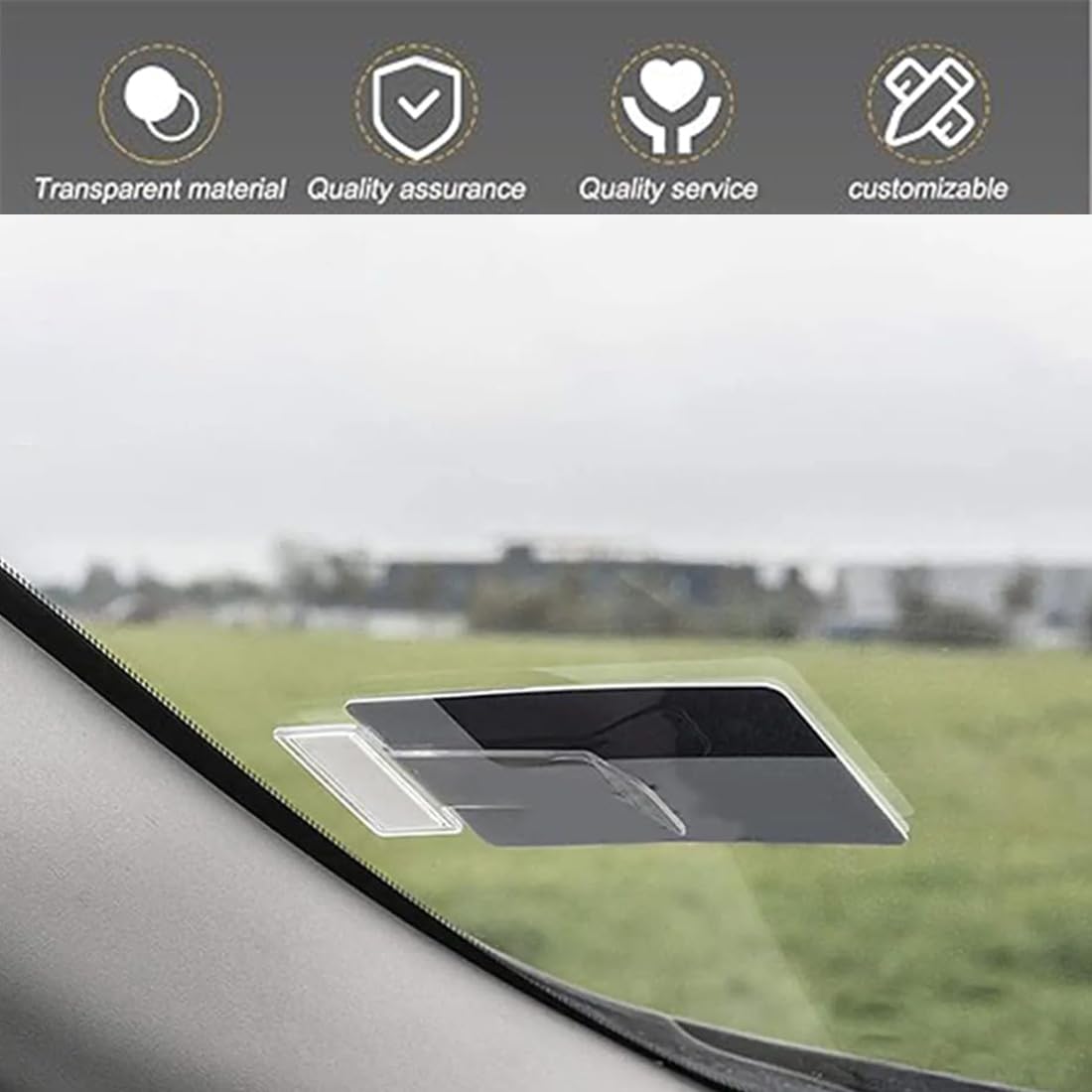 6 Soportes Transparentes Para Coche, Estacionamiento, Tarjetero Con Adhesivo Para Parabrisas, Clip Independiente Para Documentos, Soporte Para Boletos De Parabrisas De Coche (Transparente)