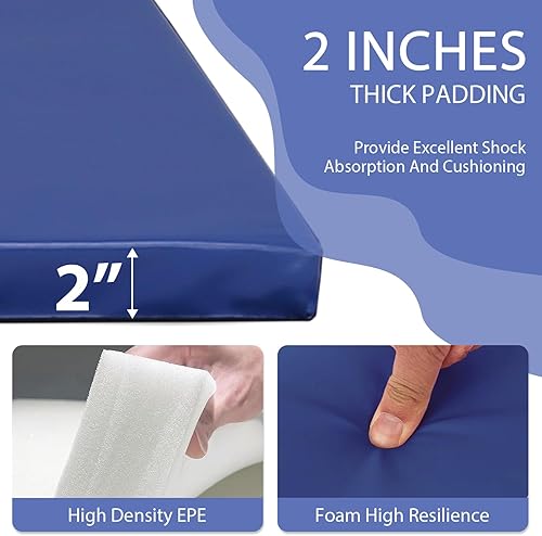 Miniatura 4 de Colchoneta de gimnasia para acrobacias, plegable, tapete de ejercicio para niños, adultos, tapete de yoga de piel sintética con asas de transporte