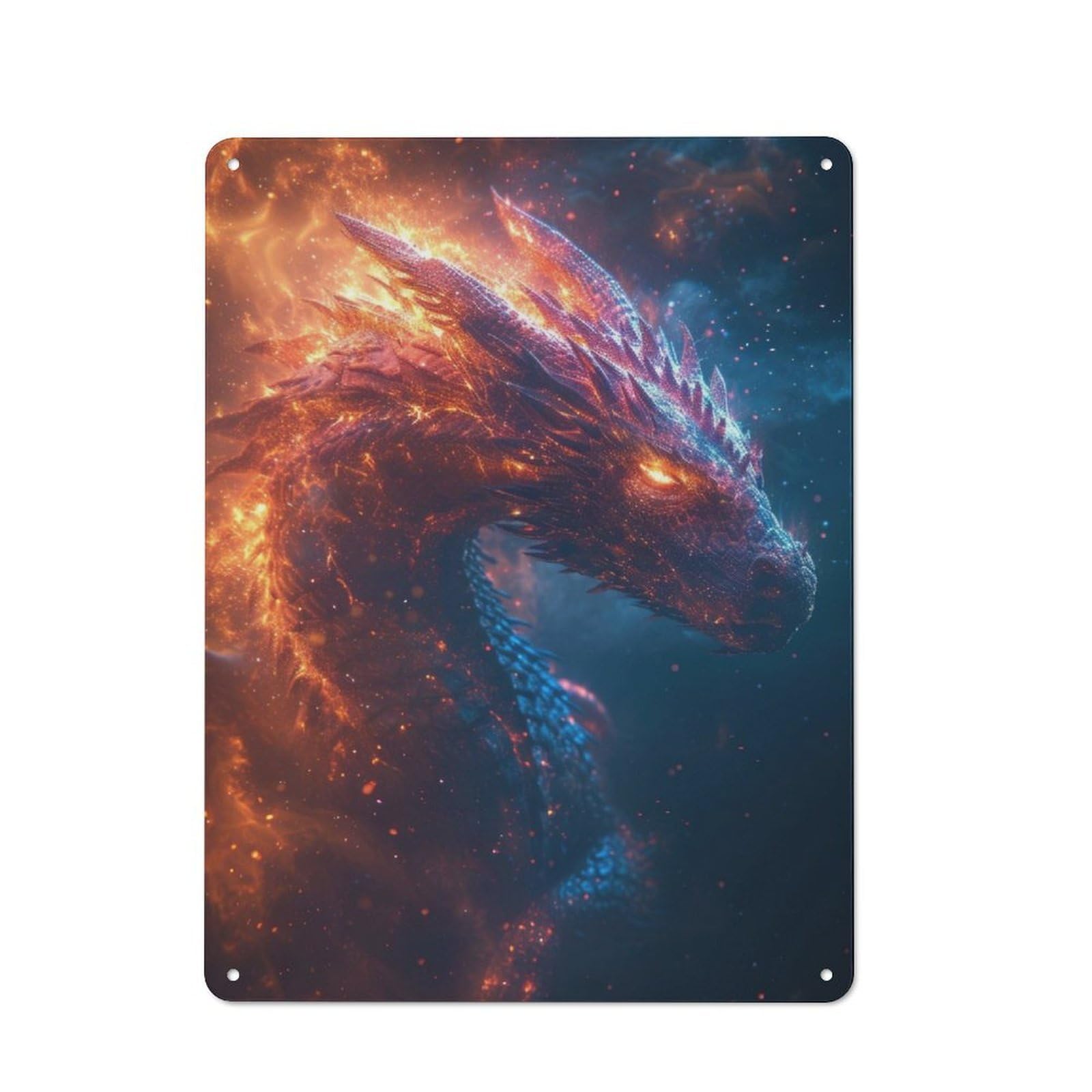 Junmoney Cosmic Dragon Metal Plaque 40X30cm With For Pub Or Café, Rustic Decor, For Garage, Workshop And Man Cave Decoration