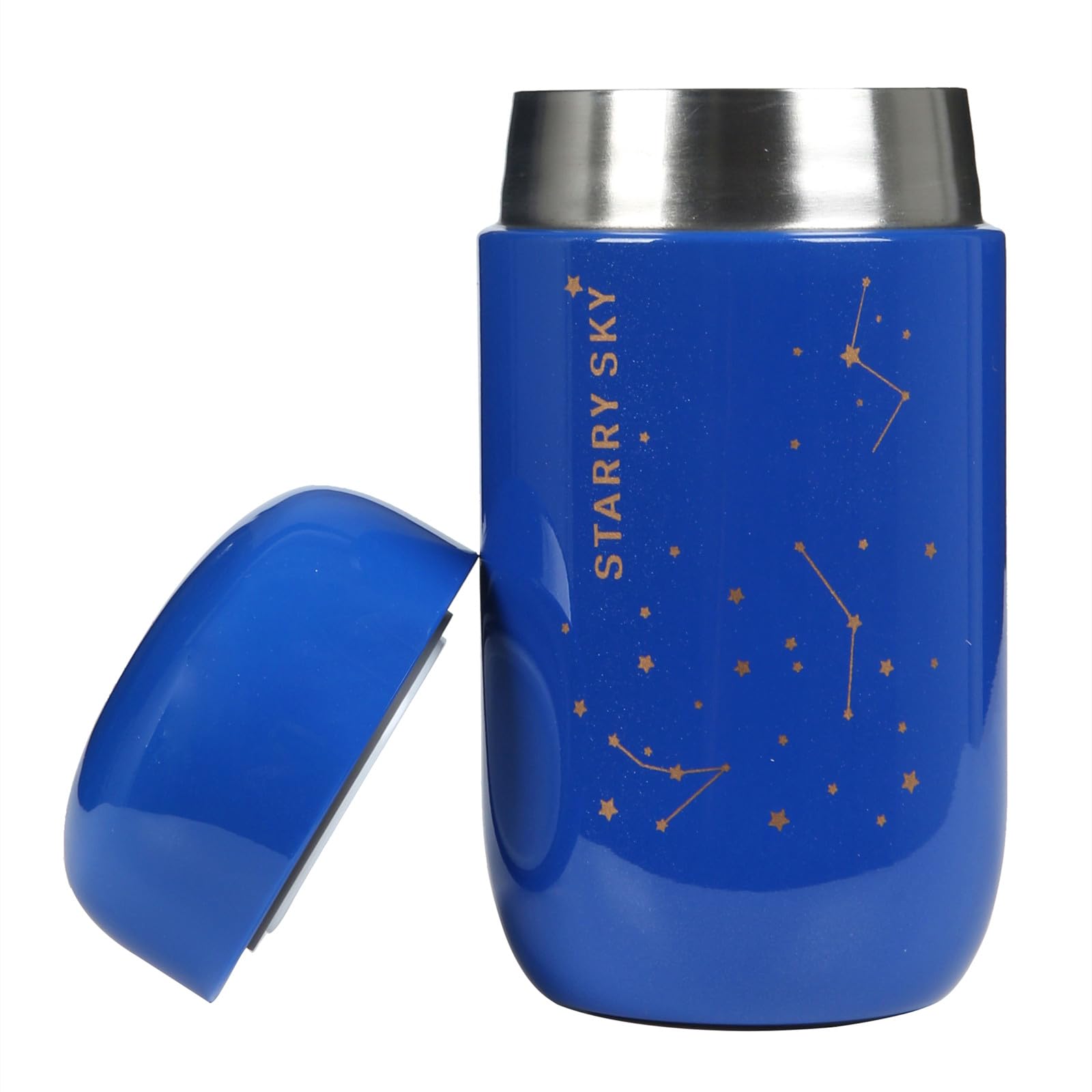 HOHCNA Cute Starry Sky Water Bottle, 7 Oz Mini Thermal Water Bottle, Portable Double Wall Stainless Steel Vacuum Insulated Flask Leak Proof BPA-Free (Blue)