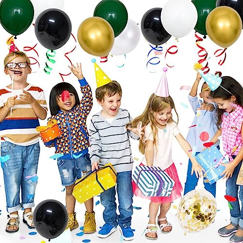 Dark Green White Gold Black Balloon Arch Kit - 122Pcs Dark Green, White, Metallic Gold, Black Balloons For Safari Jungle Animals Video Gaming Birthday Baby Shower Graduation Party Decorations #TOP4