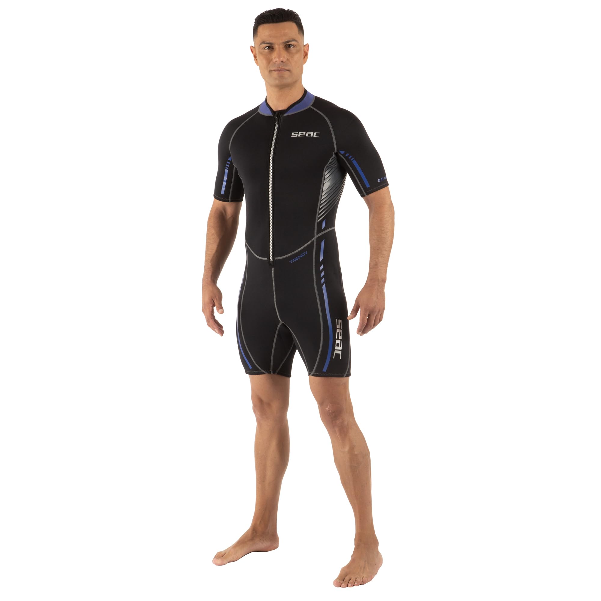 SEAC Trendy Man, Muta Corta Monopezzo in Neoprene da 2.5 mm con Zip Frontale, per Snorkeling, Surf e Sport Acquatici in Acque Temperate per Adulti e Bambini