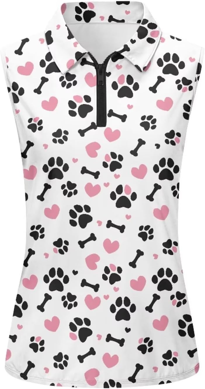 Womens Golf Shirts Sleeveless Casual V Neck Zip Up Tank Golf Shirts Tennis Shirts Golf Shirts for Woman Plus Size
