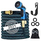 Expandable Garden Hose, Strength Fabric 3750D, 13 Latex Layers, 3/4' Solid Brass Fittings, 10...