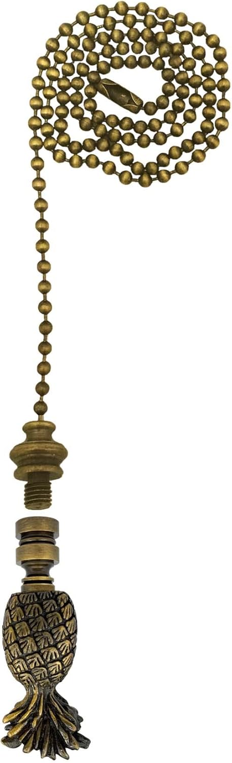 Royal Designs, Inc. Trendy Resort Pineapple Finial with Fan Pull Chain, Polished Brass - Pack of 1