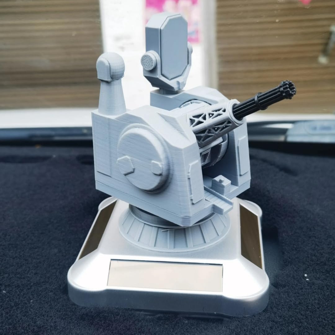 Decorazione rotante a energia solare con stampa 3D, modello militare, ottima idea regalo per la casa, regalo ideale per gli appassionati militari (sistema di arma ravvicinato radar phased array)