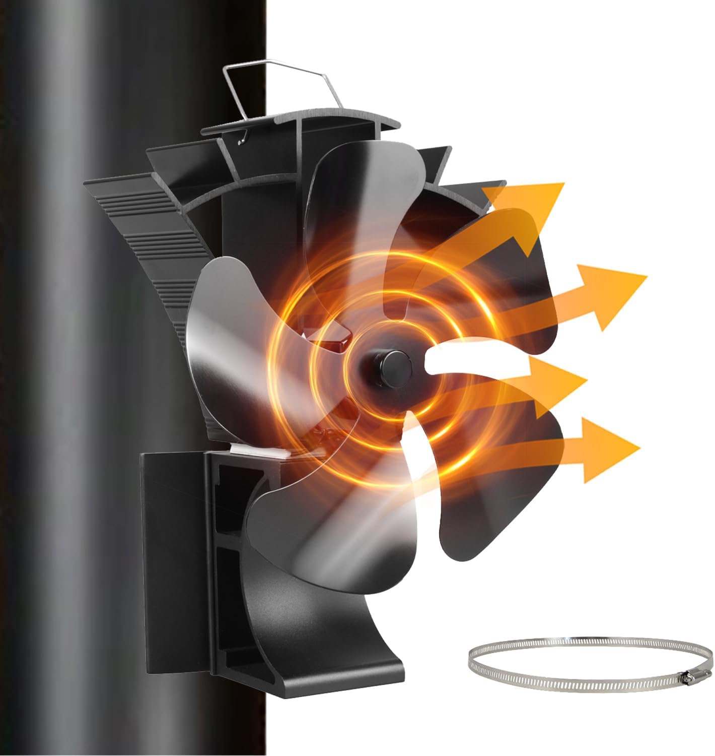 TITECK Ventilateur de poêle magnétique, ventilateur de cheminée sans électricité, ventilateur silencieux pour poêle à bois/cheminée/four/bois,à double tête