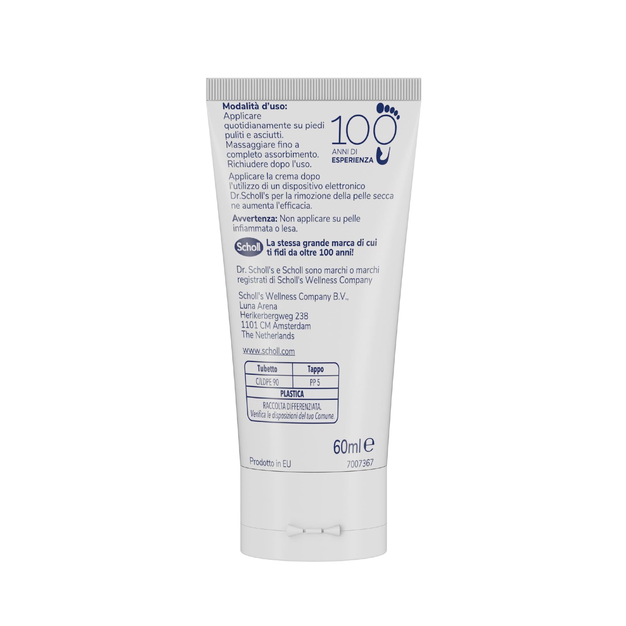 Dr. Scholl's Crema Rigenerante Pelle Secca, Crema Piedi ad Assorbimento Rapido, Azione Esfoliante e Idratante per Pelle Liscia e Rivitalizzata, 60ml