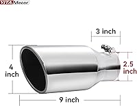 Vista 4 de YITAMOTOR Punta de escape de 2.5 pulgadas, entrada de 4 pulgadas, salida de 4 pulgadas, longitud total, puntas de escape diésel profesional, punta