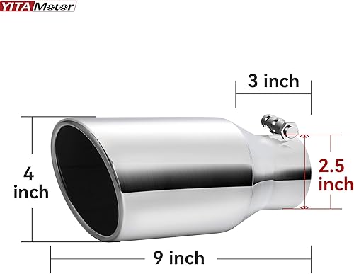 Miniatura 4 de YITAMOTOR Punta de escape de 2.5 pulgadas, entrada de 4 pulgadas, salida de 4 pulgadas, longitud total, puntas de escape diésel profesional, punta