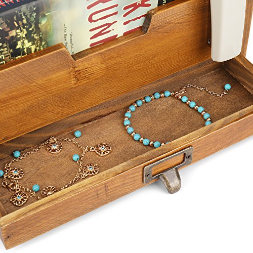 Flexzion 3 Tier Wooden Desk Organizer - Country Rustic Compartments Slot File Tray Pencil Sorter Shelf Holder Supplies Rack Accessories Set With Storage Drawer For Desktop Tabletop Office Home Brown #TOP3