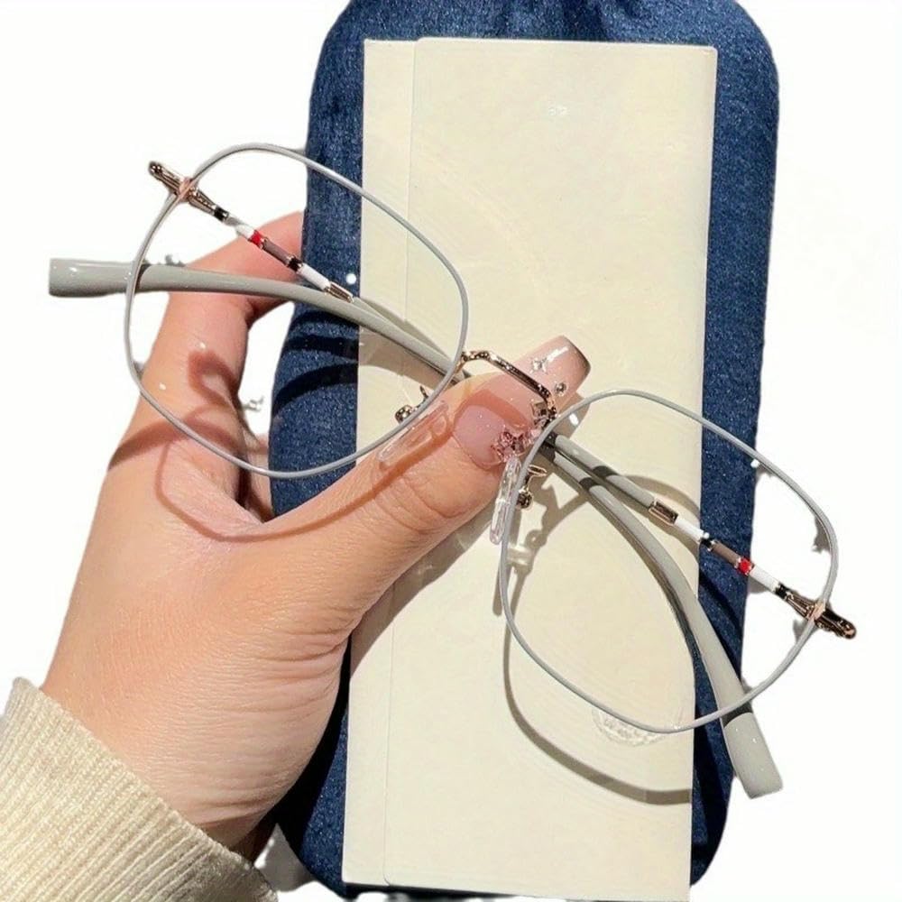 ZBDZSW Duże kwadratowe okulary przeciw niebieskiemu światłu - Elegancka metalowa oprawka, soczewki PC, minimalistyczny design do codziennego noszenia i na imprezy